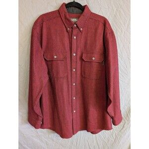 Woolrich Shirt Men's Size Large Flannel Wool Blend Long Sleeve Red Black Buffalo